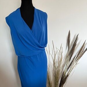 Femme de Carrière Elegant Blue Draped Women's Dress Size M